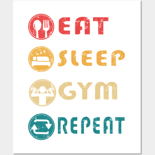 eat sleep gym repeat Posters and Art